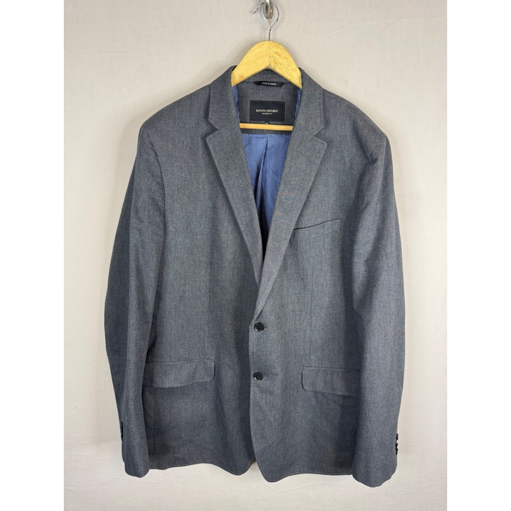 Banana Republic Tailored Fit Blazer Mens 48L Charcoal Gray Cotton Twill 932362